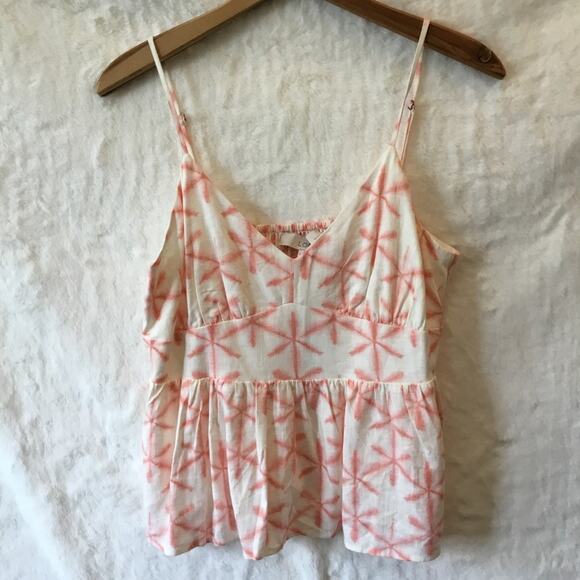 Loft Coral Cream Star Tie Dye Peplum Cami - Picture 2 of 13